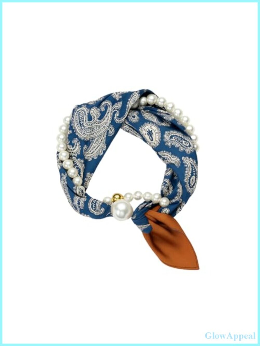 Magnetic Silk Necklace Scarf with Charm Buckle Satin Square Paisley Floral